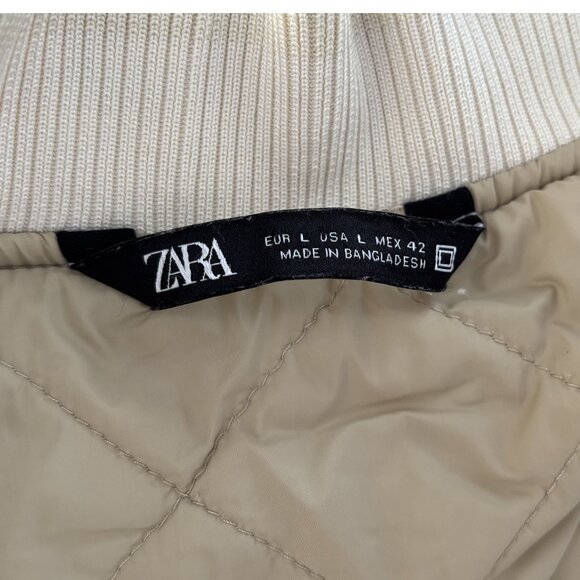 Zara cream quilted lining padded oversized bomber jacket size L - Picture 9 of 9